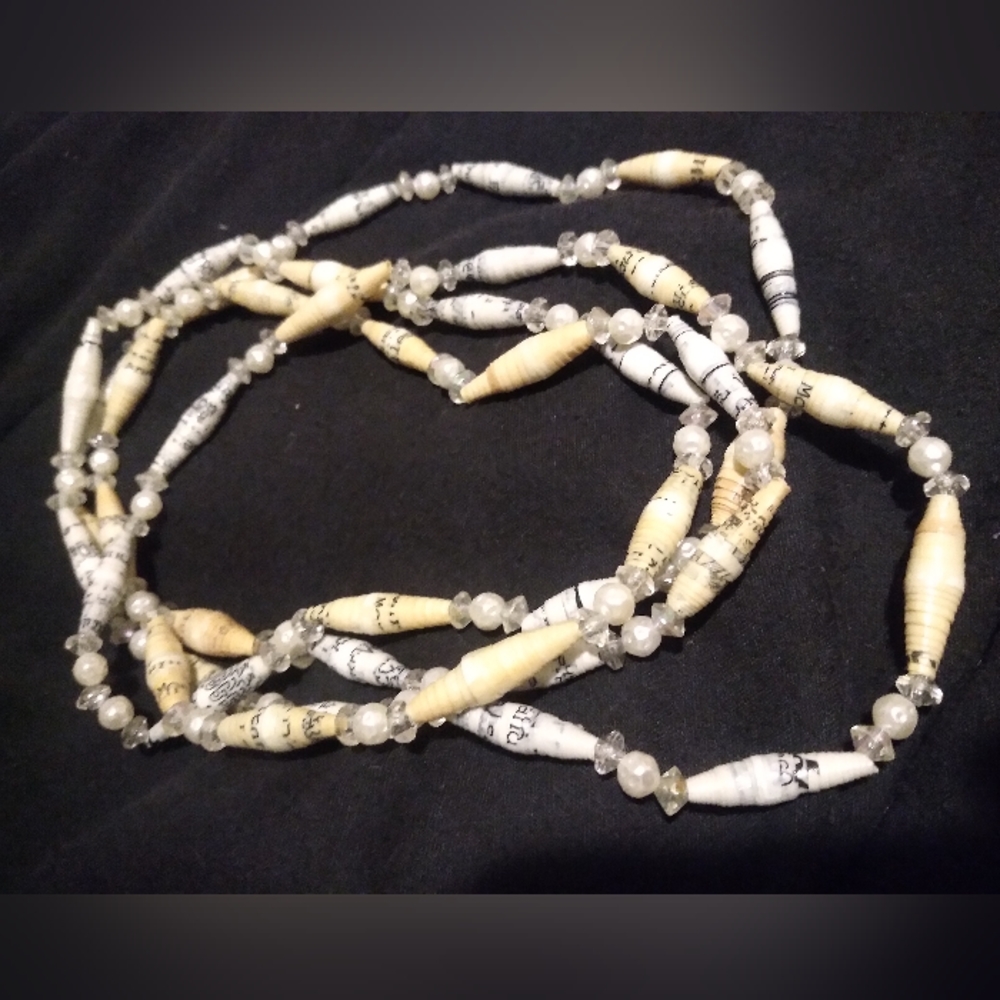 Long Paper Beaded Necklace